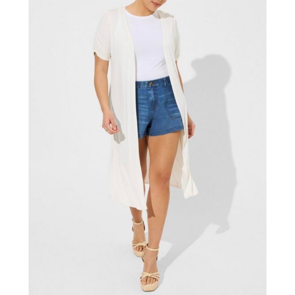 🆕 Duster Fit N Flare Short Sleeve Sweater 2 2X 18 20 NWT Torrid New! Cream